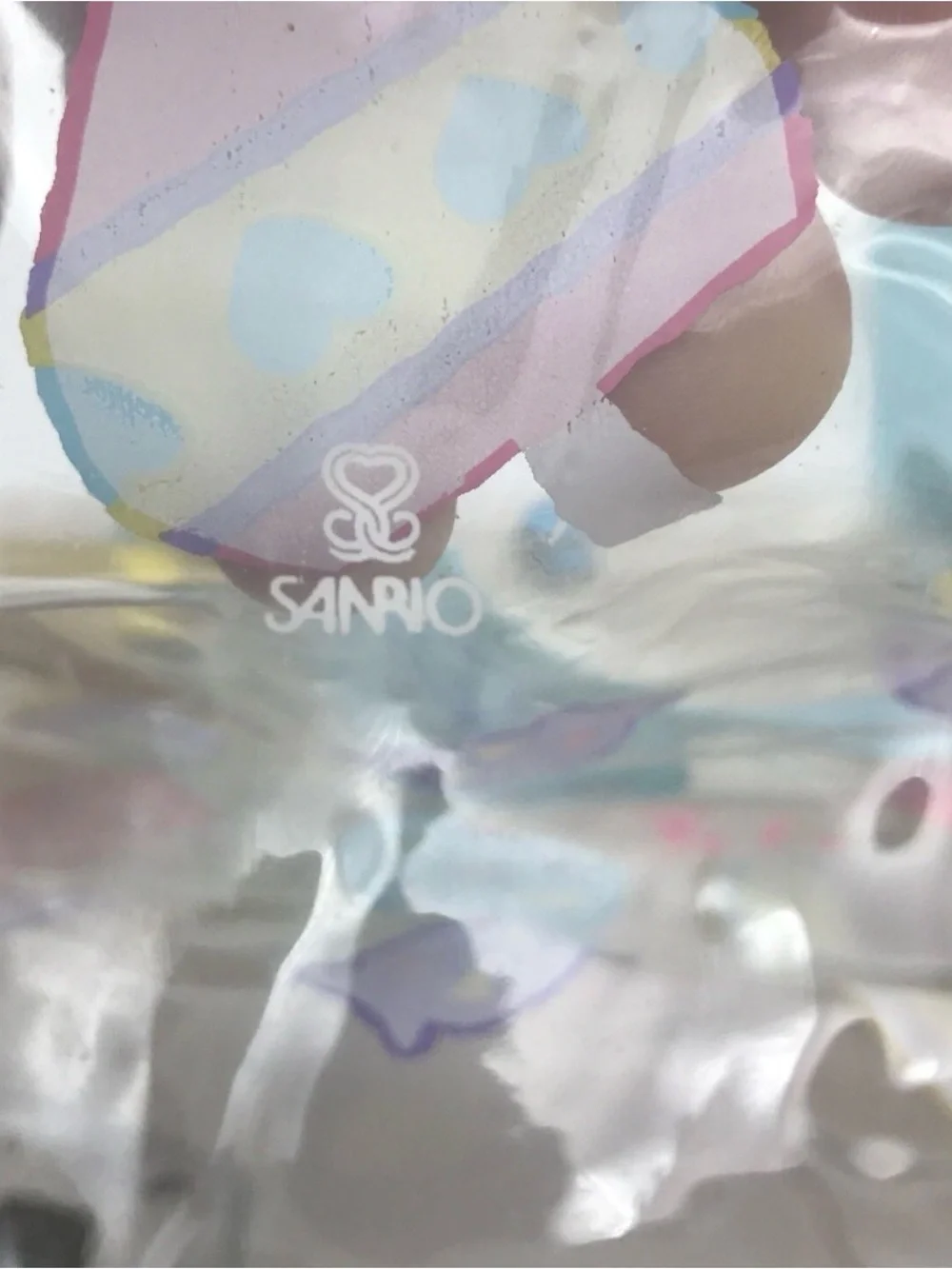 Vtg Sanrio Dee Dee Bear Clear Vinyl Plastic Bag 1988 Ink Stains Blue Handle Snap